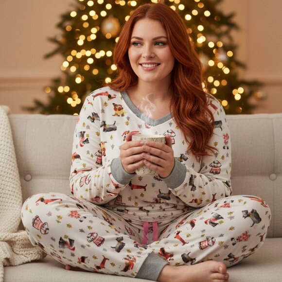 Cuddl Duds Cozy Fleece Holiday Dog Pajama Set | Long Sleeve Top & Joggers XL - Picture 1 of 9